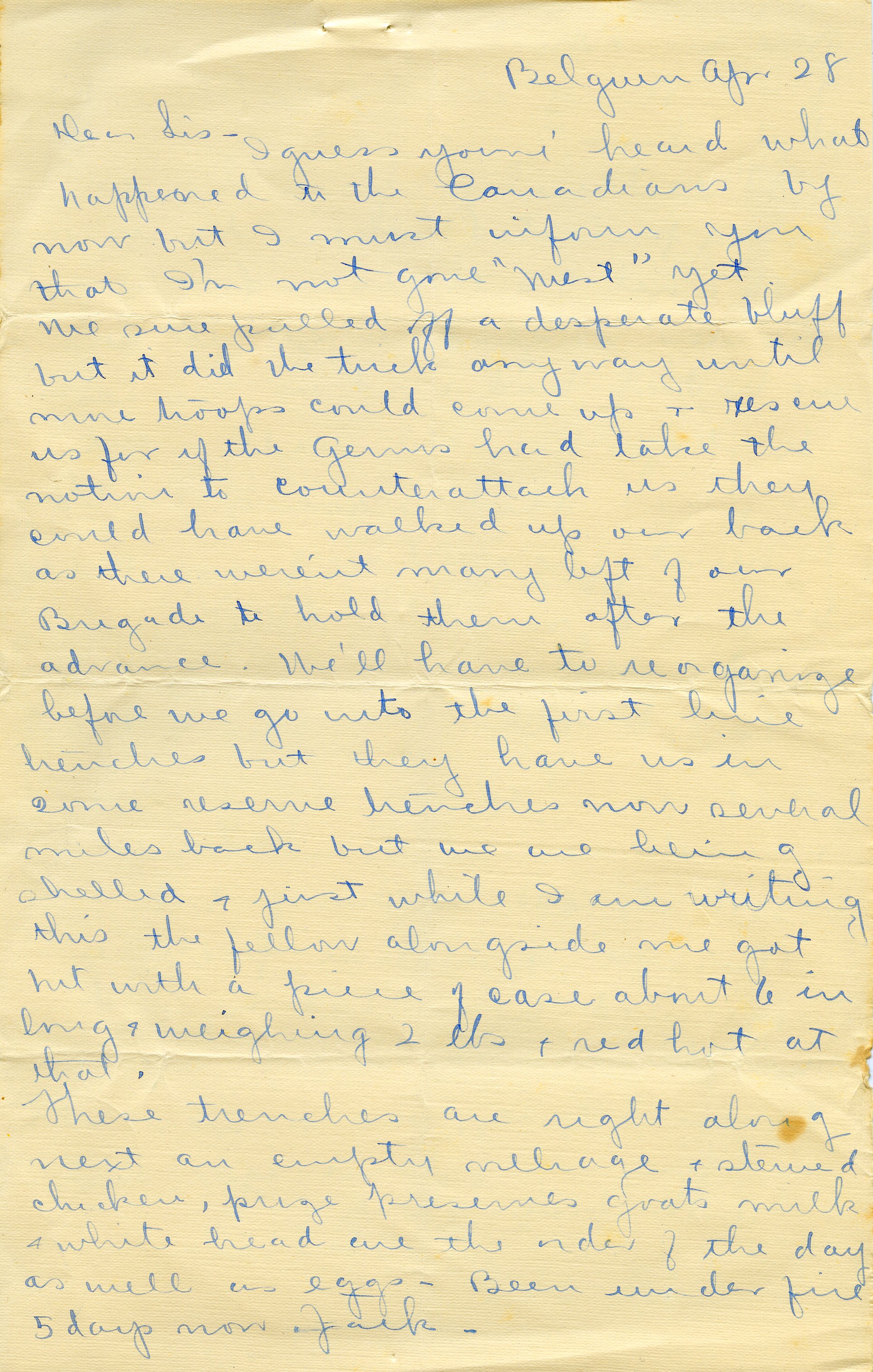 Letter to Jack's sister. Folder 1-12.